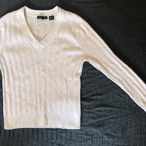 Jeanne Pierre Cotton V Neck rib KNIT sweater
